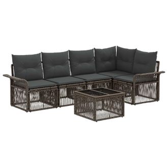 vidaXL Conjunto De Sof&aacute;s De Jard&iacute;n 6 Pcs Gris Rat&aacute;n Sint&eacute;tico Vidaxl
