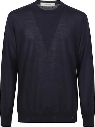 Golden Goose Regular Gebreide Trui met Ronde Hals - Heren - Ronde hals truien - Blauw - S - Wol - Truien & Vesten