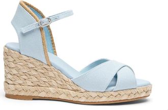 Stuart Weitzman Mirela II Espadrille Wedge - Dames - Sleehakken - Blauw - 36 1/2 EU - Jute - Schoenen