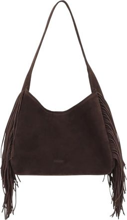 Kazar Su&egrave;de Schoudertas met Opvallende Franjes - Dames - Schoudertassen - Bruin - ONE Size - Su&egrave;de - Tassen