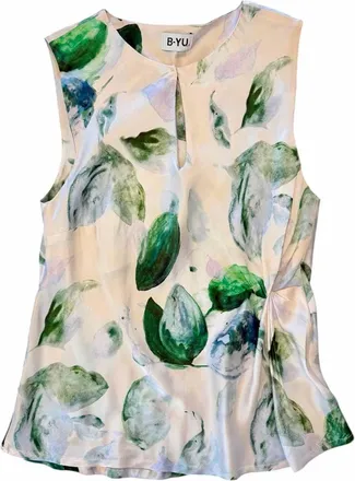 B.YU Womens Raso Fant Printed Top In Olive