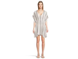 BECCA by Rebecca Virtue Radiance Plunge Tie Front Tunic Cover-Up Womens Swimwear White : MD/LG, Rayon