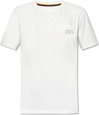 Paul Smith Tops, Heren, Wit, XL, Katoen, T-shirt met print