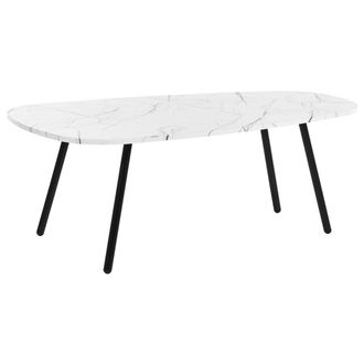 Beliani Beliani - Mesa De Centro Efecto M&aacute;rmol Blanco Negro 110 X 60 Cm Mdf Patas De Metal Biddle