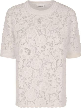 P.A.R.O.S.H. Gehaakt Brei Top - Dames - T-shirts - Wit - S - Katoen - Tops