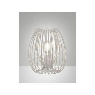 Fabas Luce Camp lampada da tavolo bianca 1 luce attacco E27 struttura in metallo D.20CM