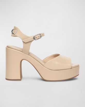 Nero Giardini Leather Chunky Ankle-Strap Platform Sandals