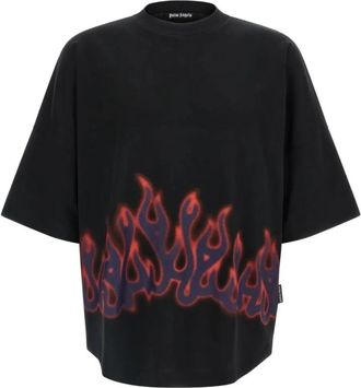 Palm Angels Flames Over T-Shirt - Heren - T-shirts - Zwart - S - Katoen - Tops
