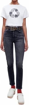 Re/Done 90s High Rise Ankle Crop Jean In Onyx Fade