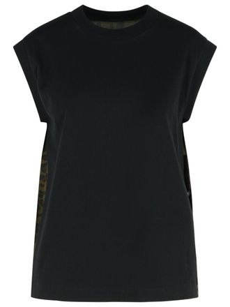 sacai Black Cotton Tank Top
