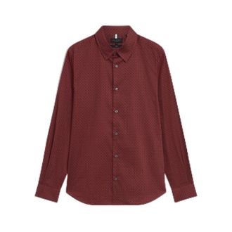 Ted Baker Mens LS Geo Shirt Long Sleeve Dark Red XXL