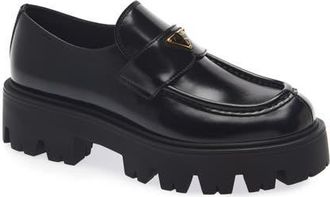 Prada Lug Sole Platform Loafer in Nero at Nordstrom, Size 39.5