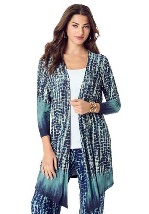 Roaman's Ultra Drape Cardigan in Sage Tie Dye Border at Nordstrom, Size 36