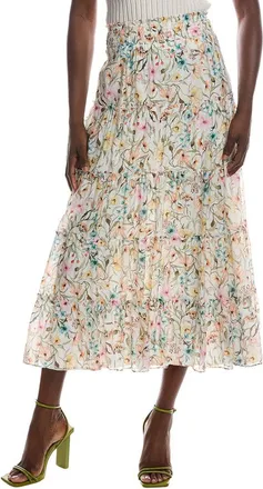 Vince Camuto Tiered Smocked Waist Midi Skirt