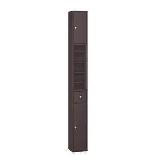 SoBuy Sobuy Bzr34-ii-br Colonna Bagno Stretta - Mobile Bagno Idrorepellente, Alto Con Ripiani Regolabili E Cassetto - Armadietto Salvaspazio, Mdf, Marrone S