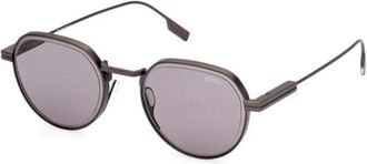 Ermenegildo Zegna Gunmetal Smoke Zonnebril - unisex - Zonnebrillen - Grijs - 52 MM - Accessoires
