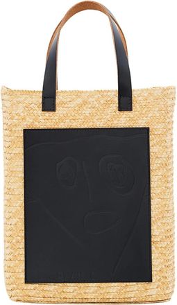 Plan C Straw Medium Shopper - Dames - Shoppers - Beige - ONE Size - Leer - Tassen
