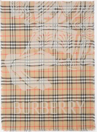 Burberry Wide EKD Check Wool Silk Scarf