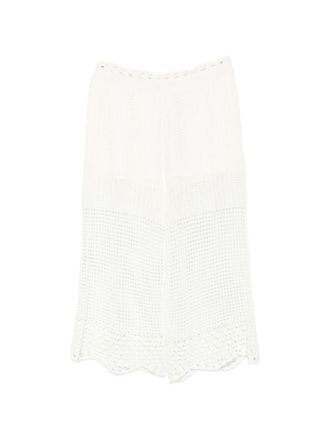 Iro White Crochet Knit Scalloped Hem Pant