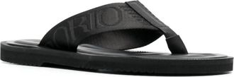 Emporio Armani Mens Logo Tape Thong Slip-On Flat Sandals In Black