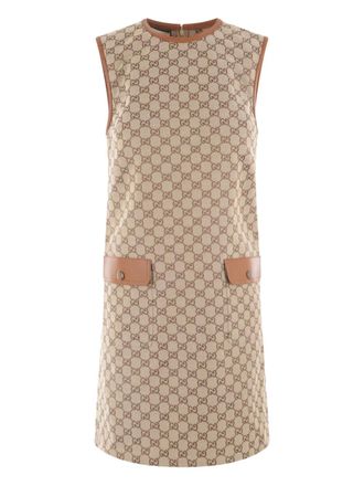 Gucci GG Supreme mouwloze mini-jurk - Bruin