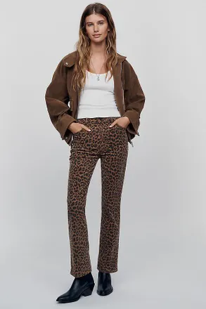 Mother The Hustler Flood High-Rise Cropped Straight-Leg Jeans