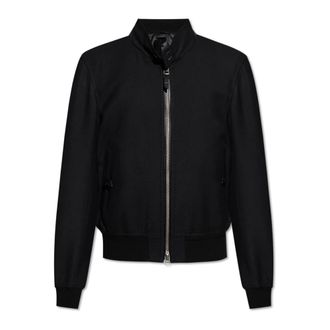 Tom Ford Light Jackets, male, Black, XL, Wool jacket with stand-up collar