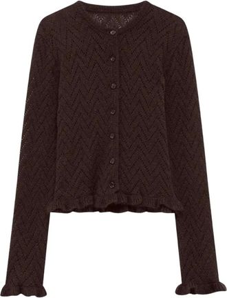 Msgm C&aacute;rdigan con volantes - Knitwear - Mujer - Marr&oacute;n - XS