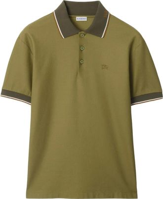 Burberry Polo in cotone con ricamo logo - Verde