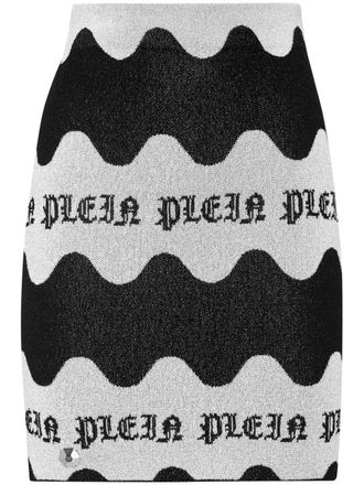 Philipp Plein logo-jacquard lurex miniskirt - women - Acetate/Nylon/Metallized Polyester - S - Black