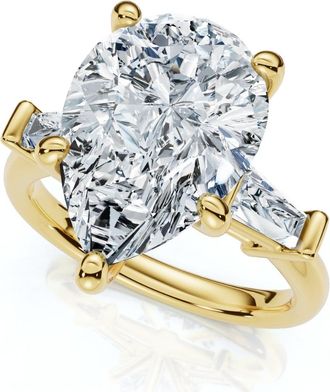 Pompeii3 5 3/4Ct Certified Pear & Baguette Diamond Engagement Ring 14k Gold Lab grown