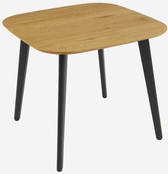 Sweeek Mesa De Comedor Cuadrada Efecto Madera Patas De Metal Negro, 4 Plazas