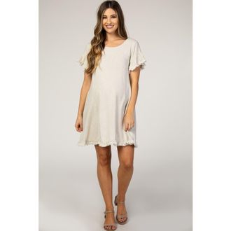 Pinkblush Fringe Linen Dress in Beige at Nordstrom, Size Medium