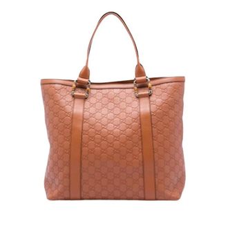 Gucci Vintage, unisex, Bruin, ONE Size, Leer, Pre-owned Embossed Leather Tote