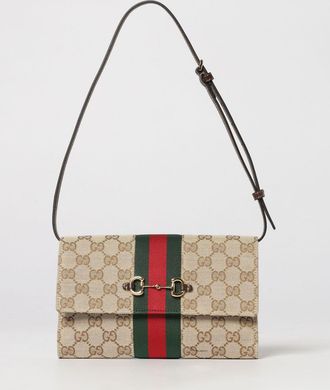 Gucci Mini borsa in jacquard monogram con dettaglio Horsebit e righe