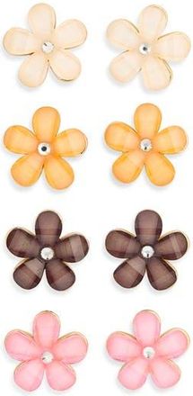 Natasha 4-Pack Flower Stud Earrings in Pink Multi at Nordstrom Rack