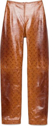 Marine Serre Pantaloni in pelle con stampa Moon - Marrone