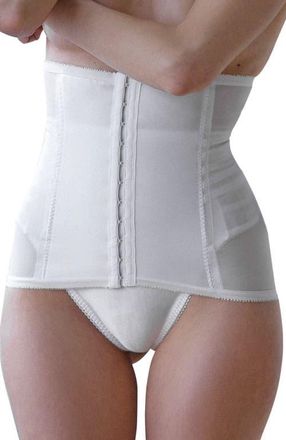 Rago Shapette Powermesh Satin Panel Waist Cincher in White at Nordstrom, Size X-Large