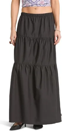 Brixton The Abigail Tiered Cotton Maxi Skirt in Black at Nordstrom, Size X-Small