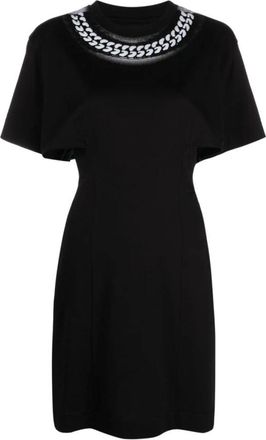 Givenchy Abito Corto Catena Embossed - Dames - Feestkleedjes - Zwart - S - Katoen - Kleedjes