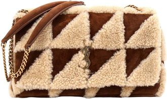 Saint Laurent Jamie Flap Bag Quilted Suede And Shearling Medium (Authentic Pre-Loved)