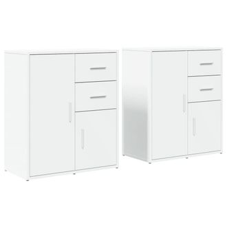 Berkfield Home Sideboards 2 pcs White 60x31x70 cm Engineered Wood | Size: 60 x 31 x 70 cm