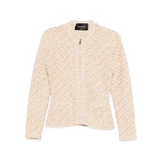 Fabiana Filippi Tweed Jackets, female, Beige, Size: XS zip-up fitted jacket