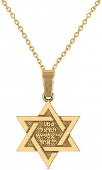 Allurez Jewish Star of David Pendant Necklace 14K Yellow Gold