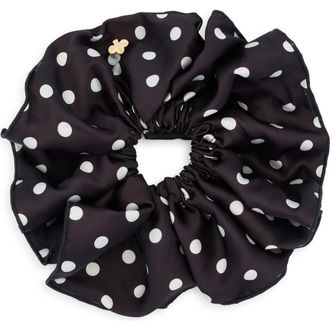 L. Erickson Dottie Polka Dot Scrunchie in Black/White at Nordstrom