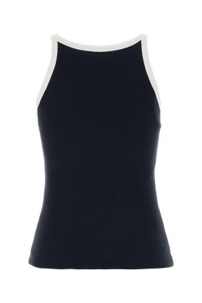 Prada Ribbed Cotton Tank Top - Navy