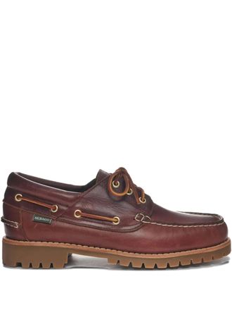 Sebago leather lace-up loafers - men - Leather/Rubber/Fabric - 8.5 - Brown
