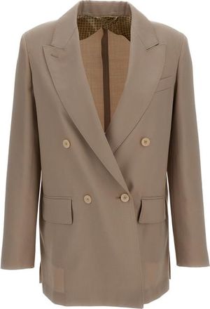 Max Mara Beige Notched Lapel Blazer