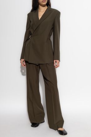 Loewe Wool Blazer With Belt, Womens, Brown