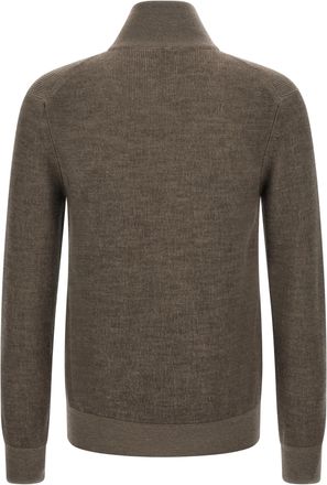 Brioni Cashmere and Wool Half-Zip Sweater - Brown